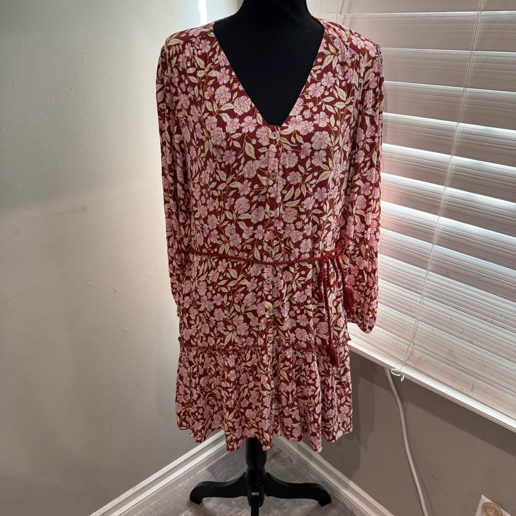 Faherty Orinda Long Sleeve Mini In Spice Apple Blossom Dress